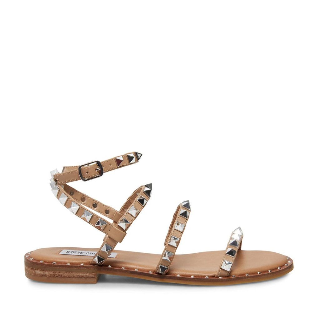 Steve Madden Studded Travel Raffia Ankle Wrap Sandals